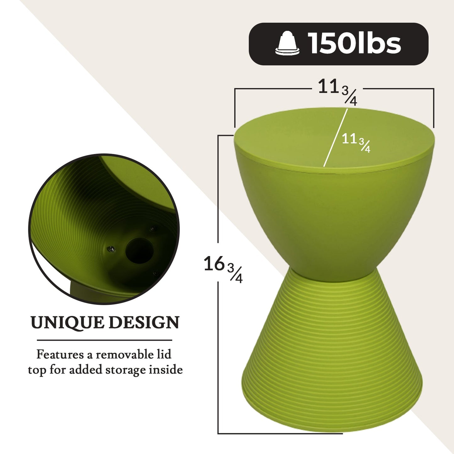 Boyd Storage Round Side End Table in Polypropylene Plastic