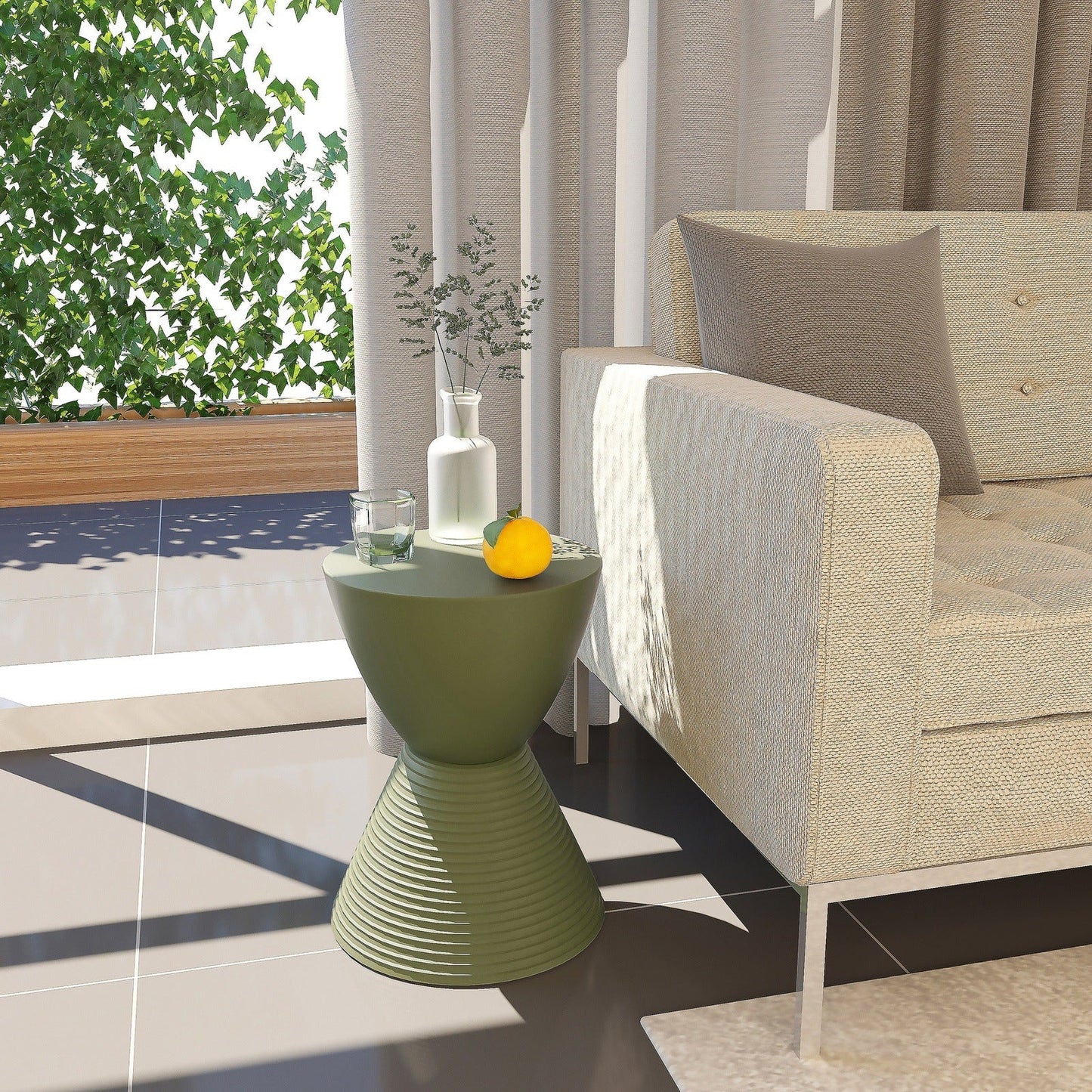 Boyd Storage Round Side End Table in Polypropylene Plastic