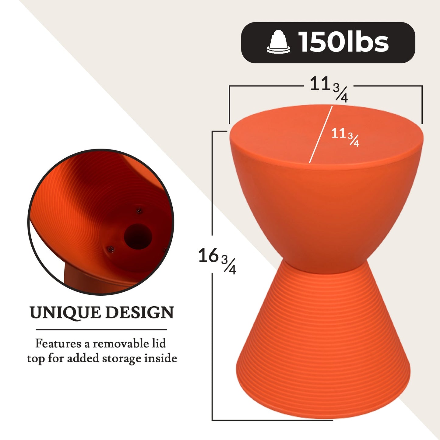 Boyd Storage Round Side End Table in Polypropylene Plastic