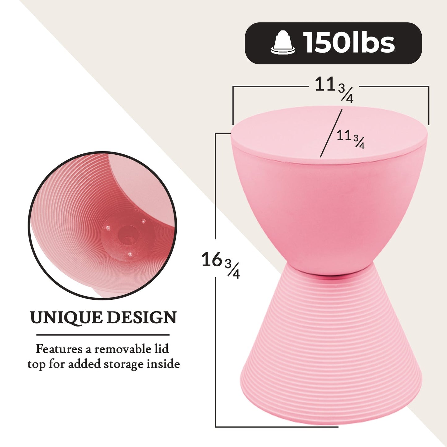 Boyd Storage Round Side End Table in Polypropylene Plastic