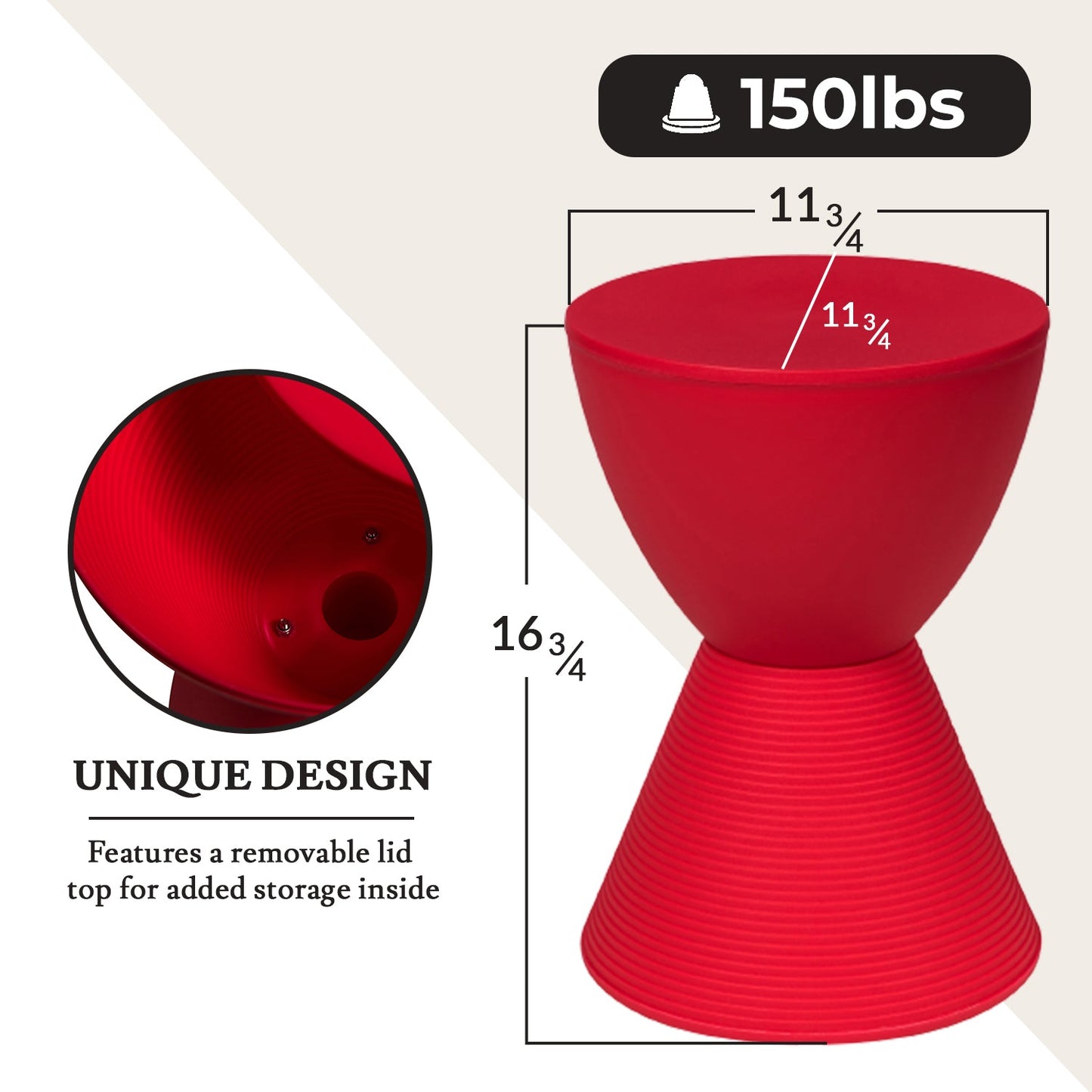 Boyd Storage Round Side End Table in Polypropylene Plastic