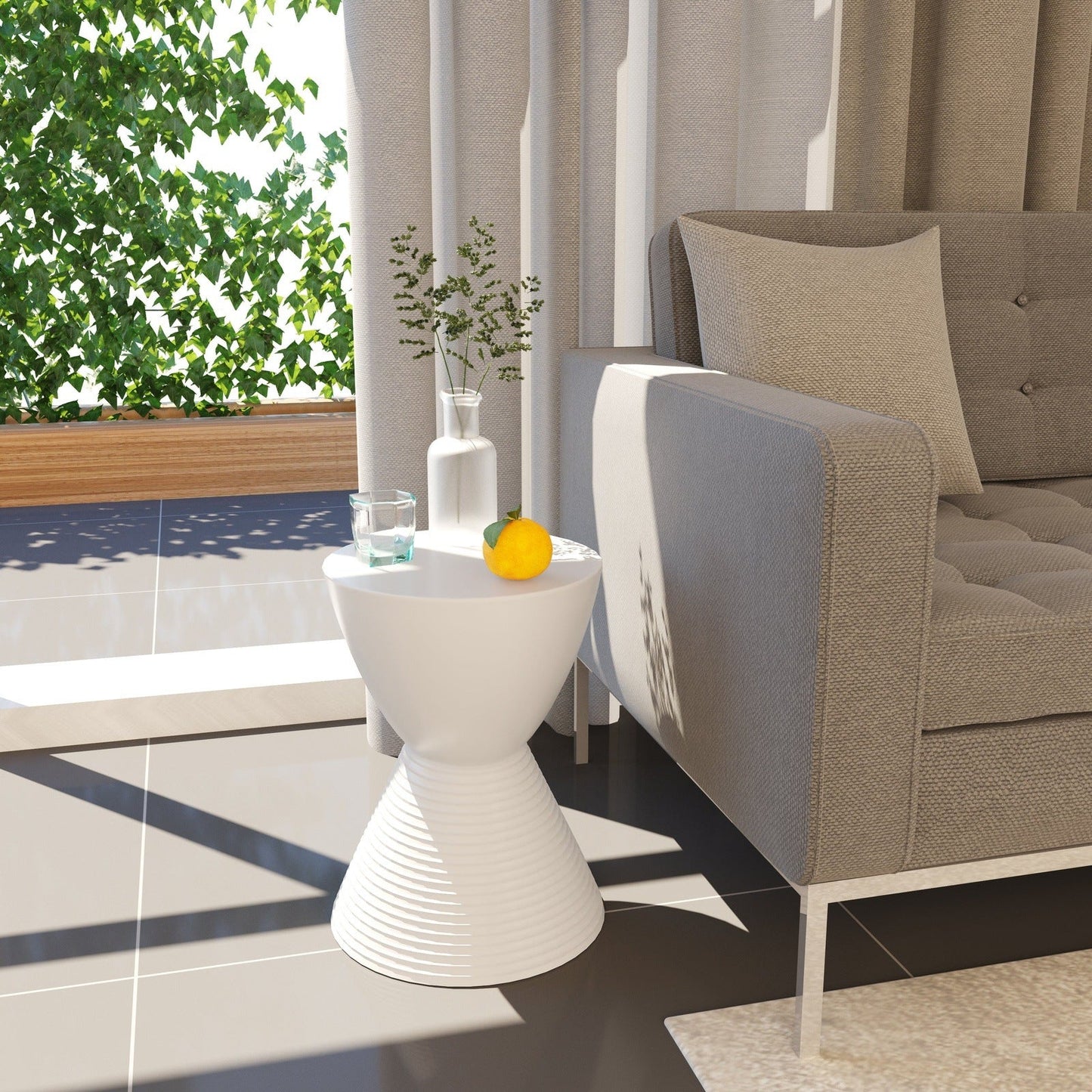 Boyd Storage Round Side End Table in Polypropylene Plastic