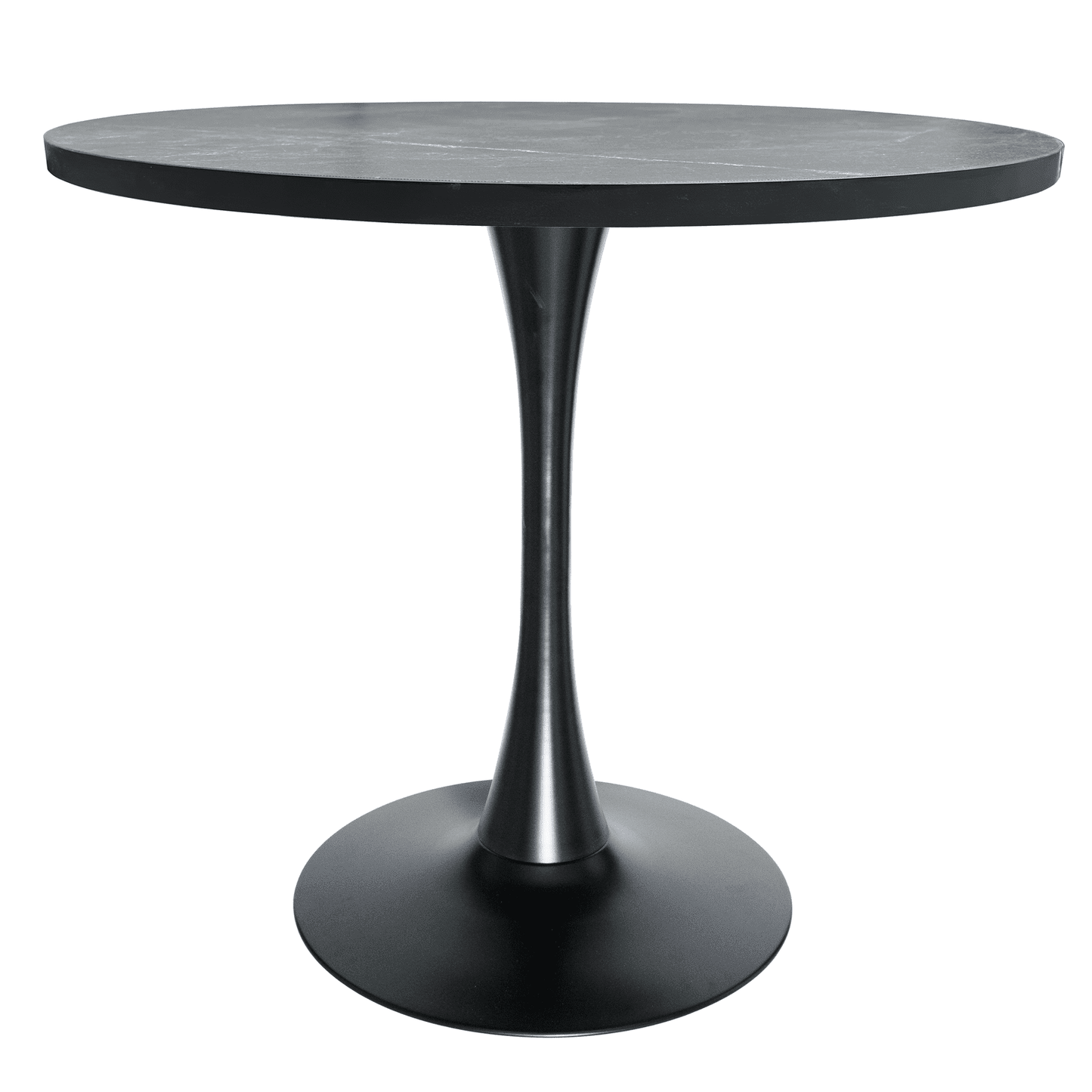 Bristol Modern Round Dining Table with 36" MDF Tabletop and Black Iron Pedestal Base