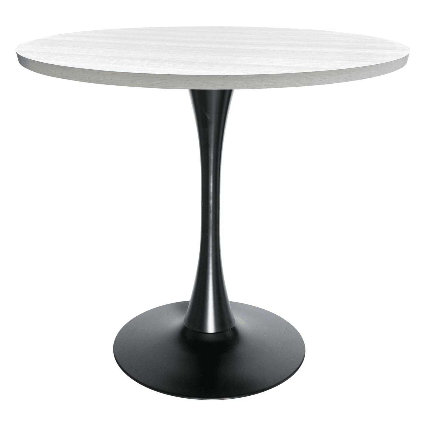 Bristol Modern Round Dining Table with 36" MDF Tabletop and Black Iron Pedestal Base