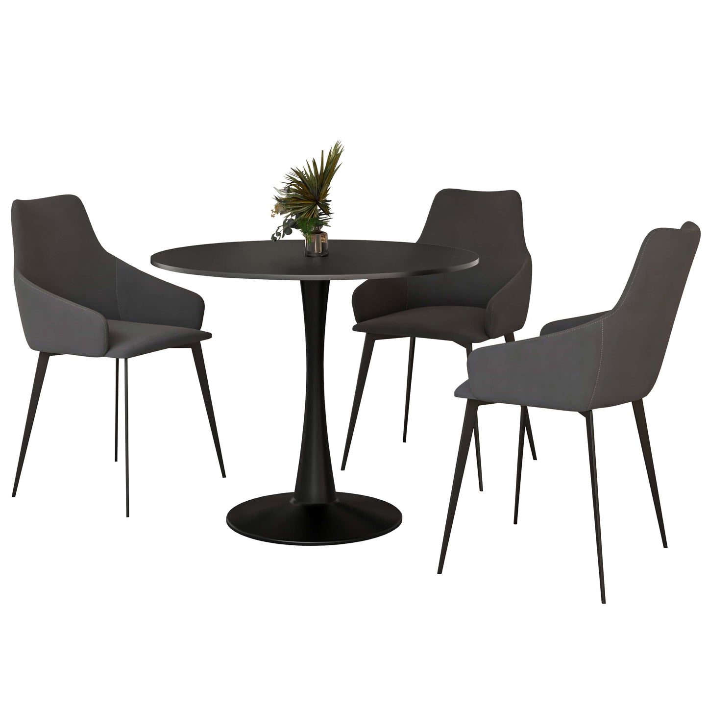 Bristol 4-Piece Dining Set with 35" Round Dining Table and 3 PU Leather Dining Chairs