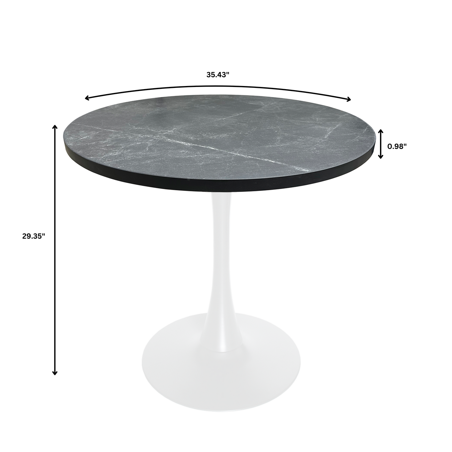 Bristol 36" Round Dining Table with MDF Top and White Iron Base - Bristol Collection