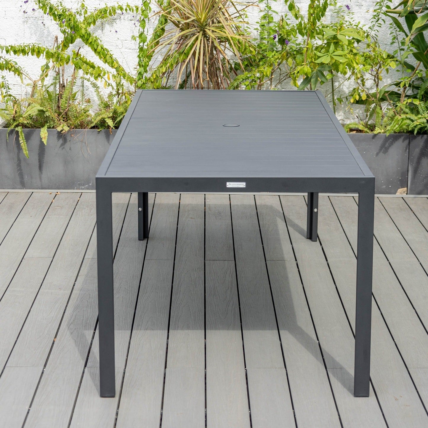 Chelsea 9-Piece Modern Outdoor Dining Set in Black Aluminum with Removable Cushions