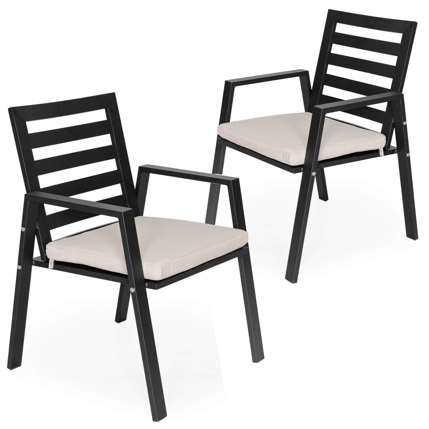 Chelsea Modern Aluminum Patio Dining Armchair with Removable Cushions Set of 2