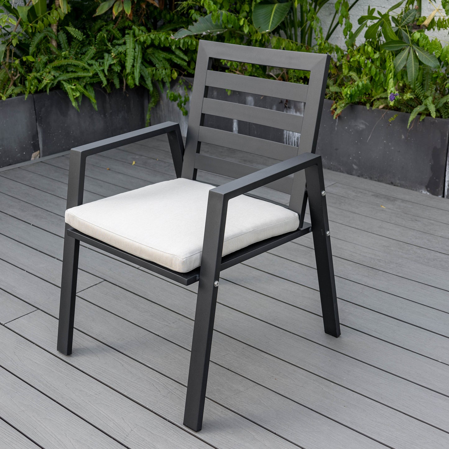 Chelsea Modern Aluminum Patio Dining Armchair with Removable Cushions Set of 2