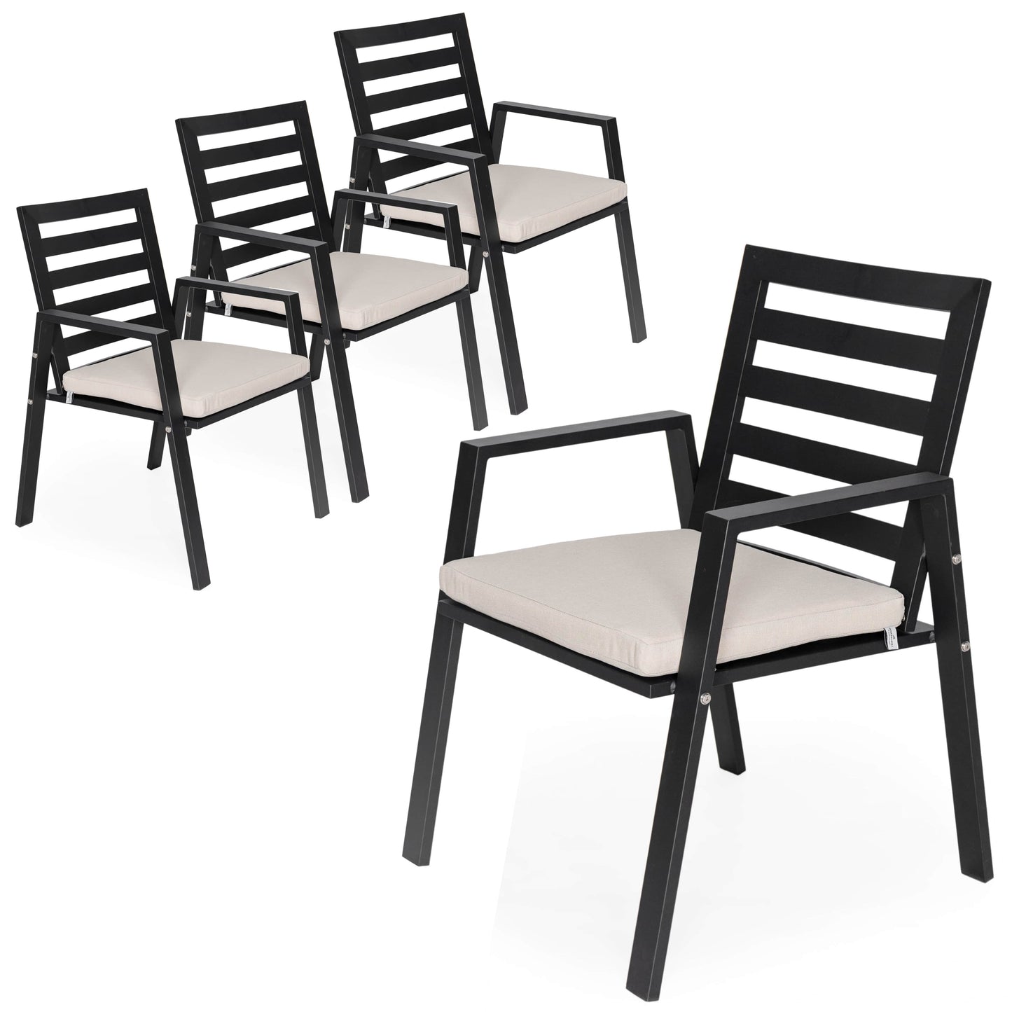 Chelsea Modern Aluminum Patio Dining Armchair with Removable Cushions Set of 4