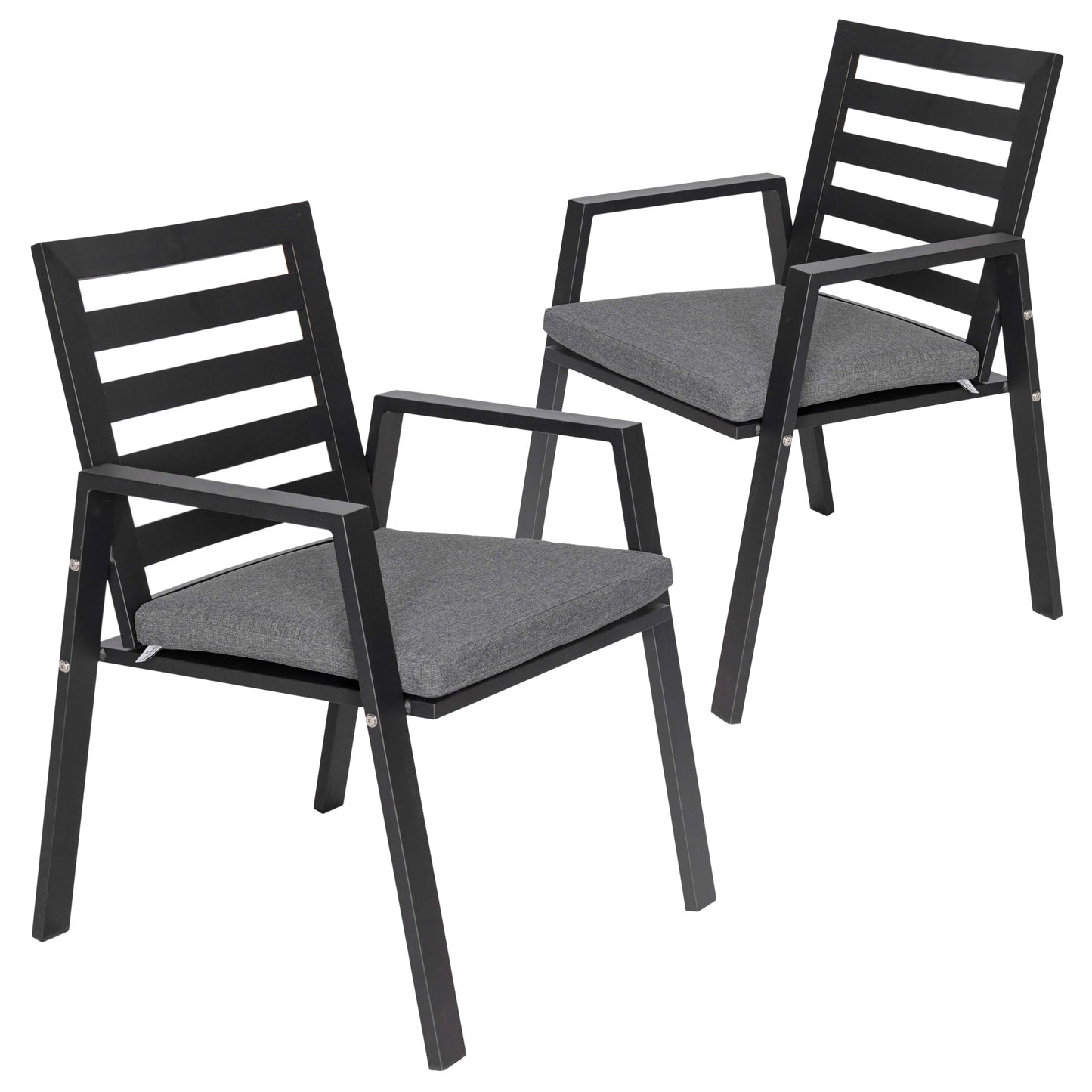 Chelsea Modern Aluminum Patio Dining Armchair with Removable Cushions Set of 2