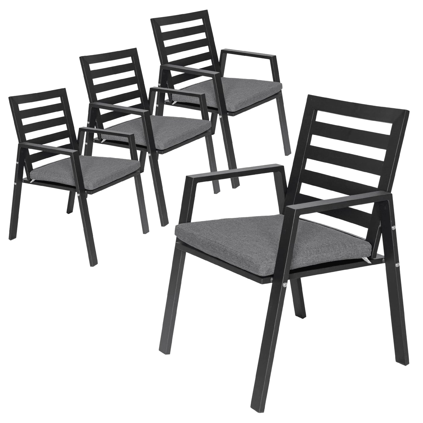 Chelsea Modern Aluminum Patio Dining Armchair with Removable Cushions Set of 4