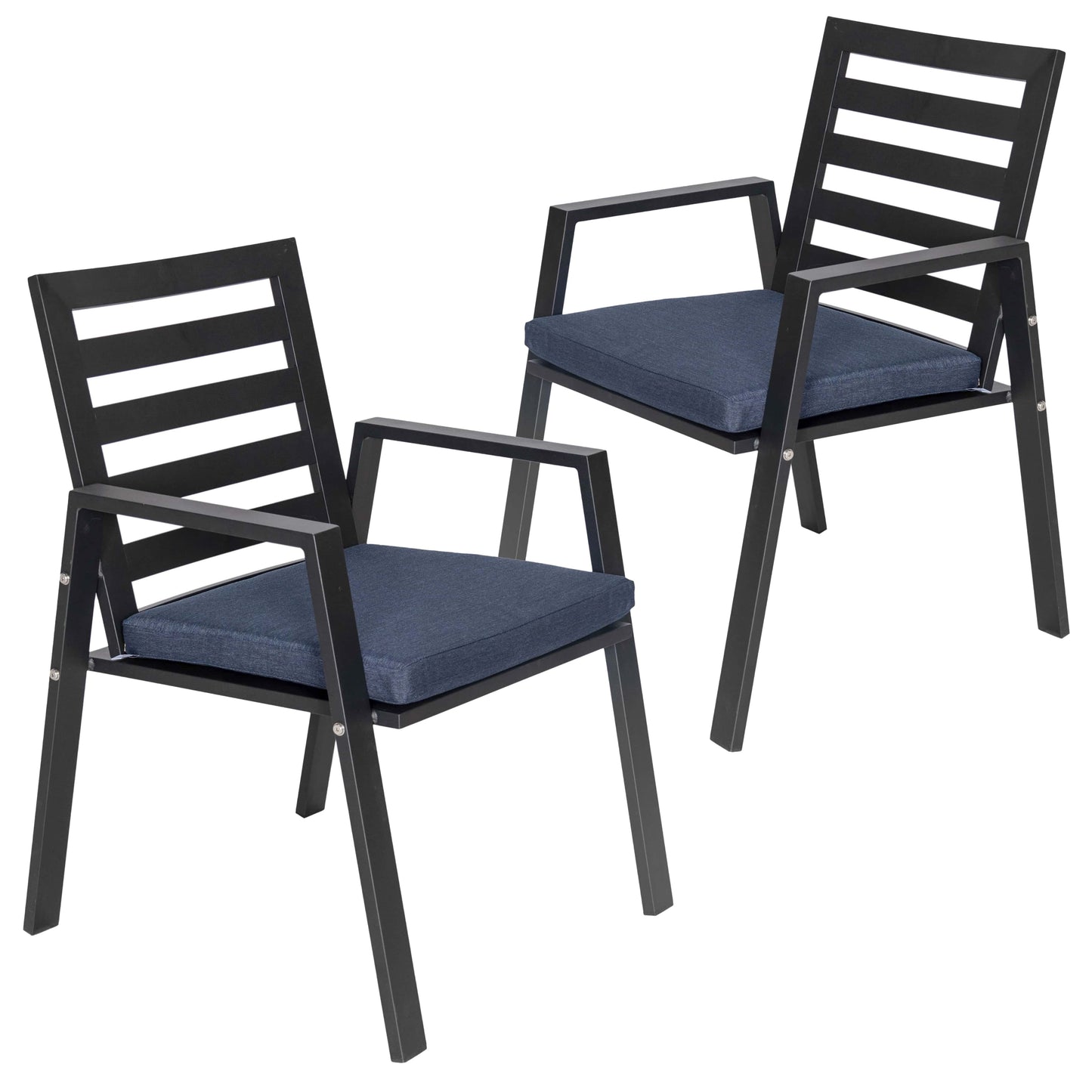 Chelsea Modern Aluminum Patio Dining Armchair with Removable Cushions Set of 2