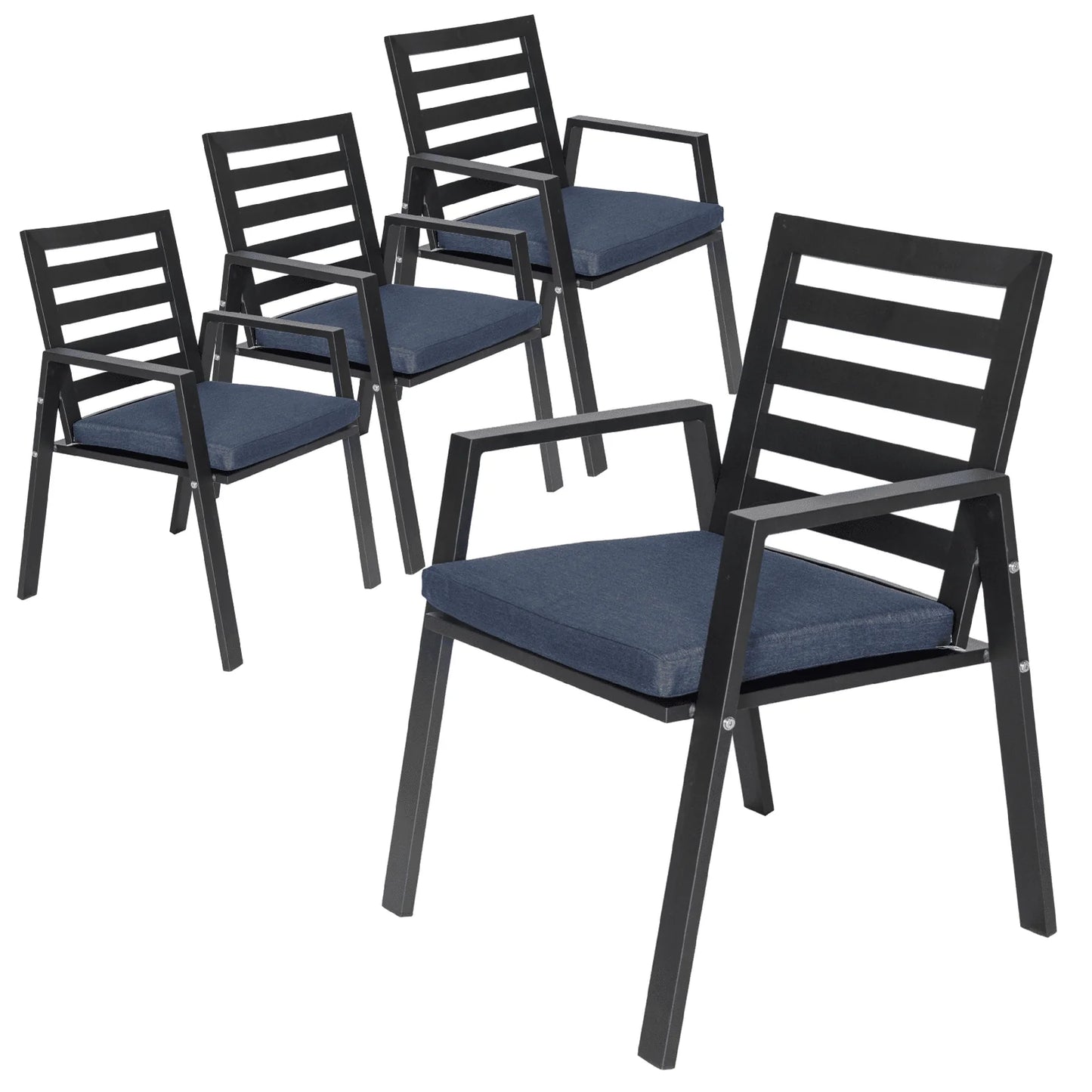 Chelsea Modern Aluminum Patio Dining Armchair with Removable Cushions Set of 4