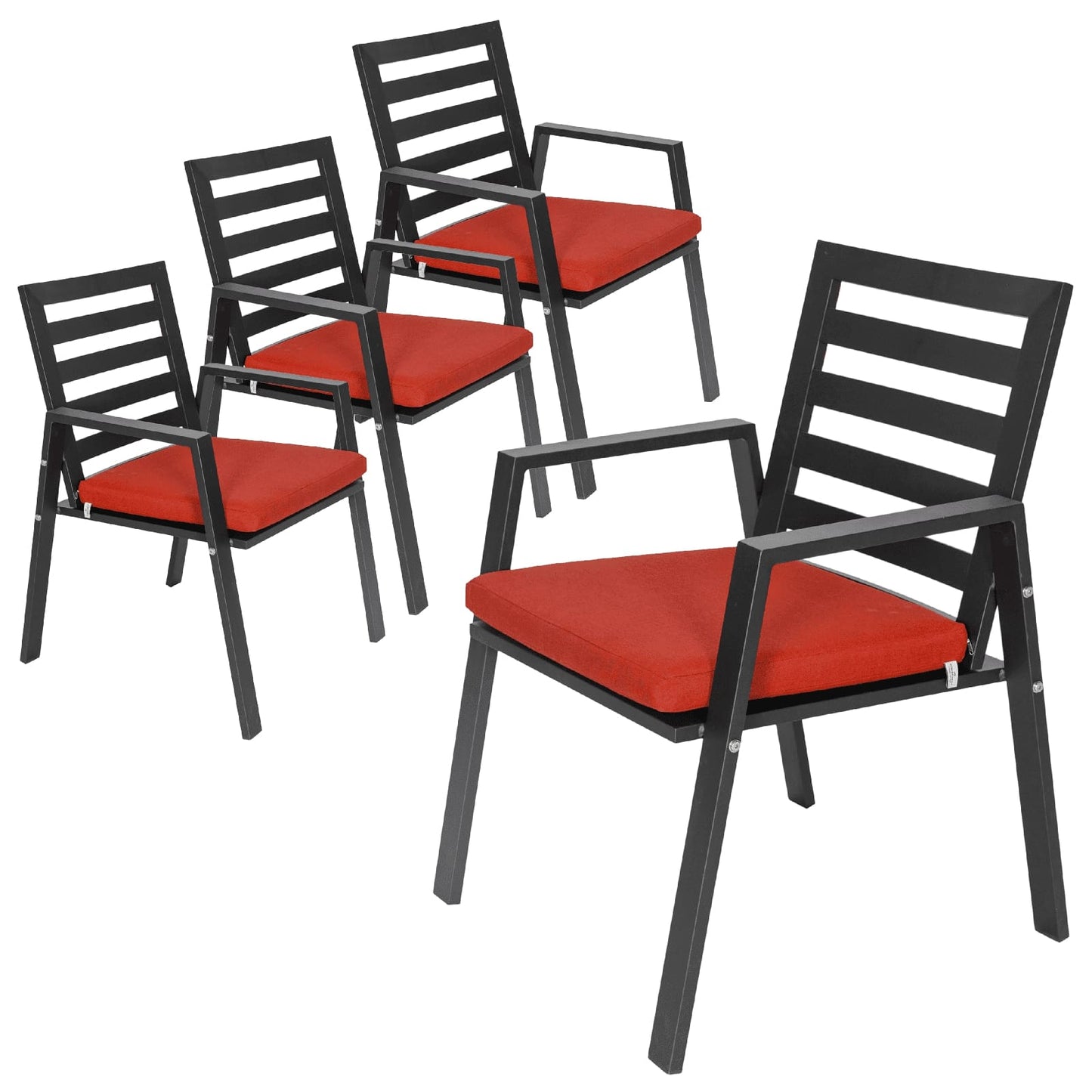 Chelsea Modern Aluminum Patio Dining Armchair with Removable Cushions Set of 4