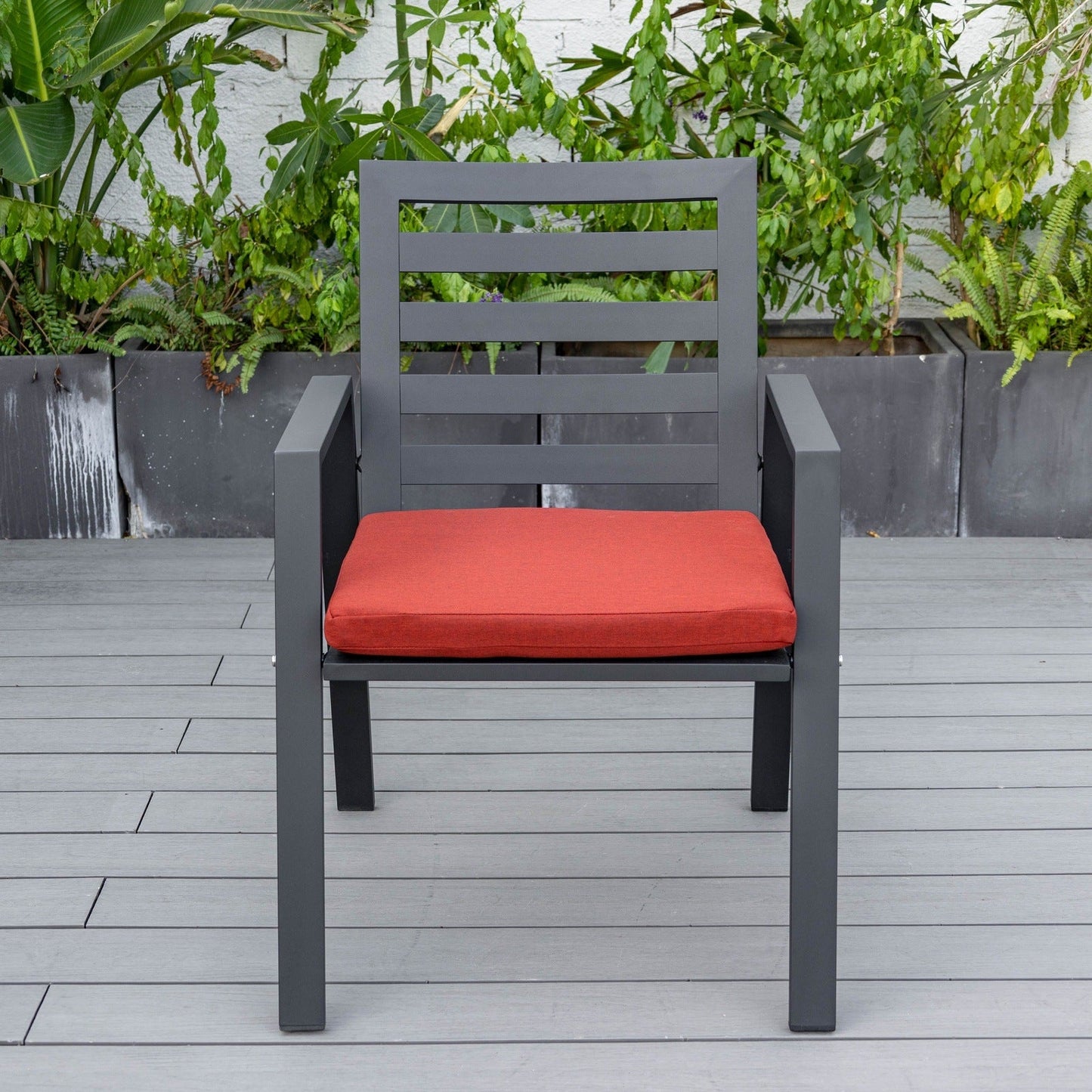Chelsea 9-Piece Modern Outdoor Dining Set in Black Aluminum with Removable Cushions
