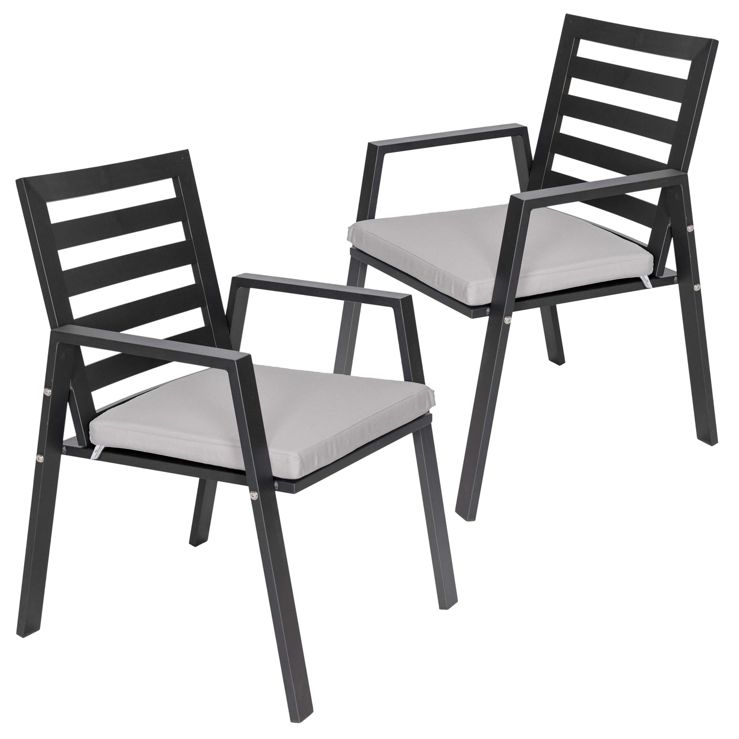 Chelsea Modern Aluminum Patio Dining Armchair with Removable Cushions Set of 2