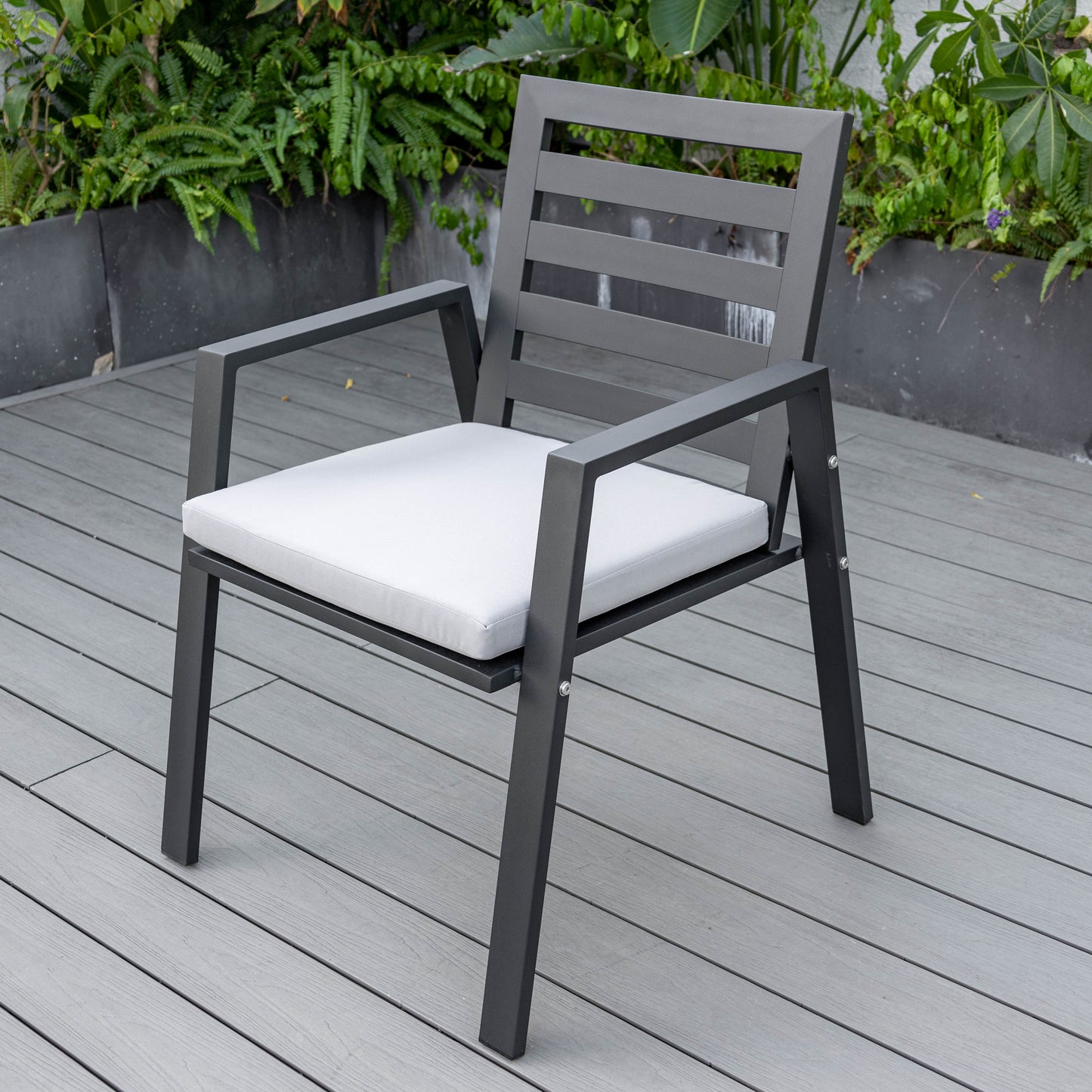 Chelsea Modern Aluminum Patio Dining Armchair with Removable Cushions Set of 2