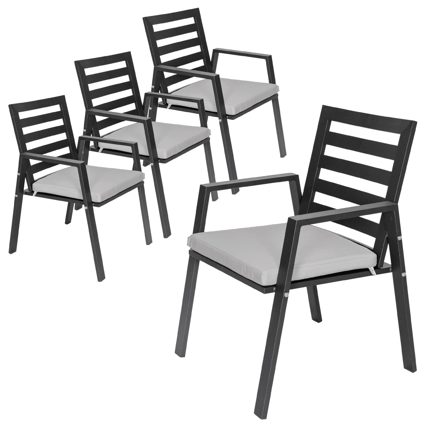 Chelsea Modern Aluminum Patio Dining Armchair with Removable Cushions Set of 4