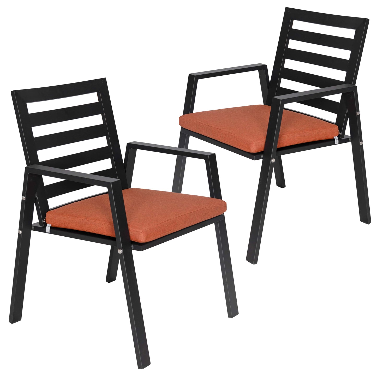 Chelsea Modern Aluminum Patio Dining Armchair with Removable Cushions Set of 2