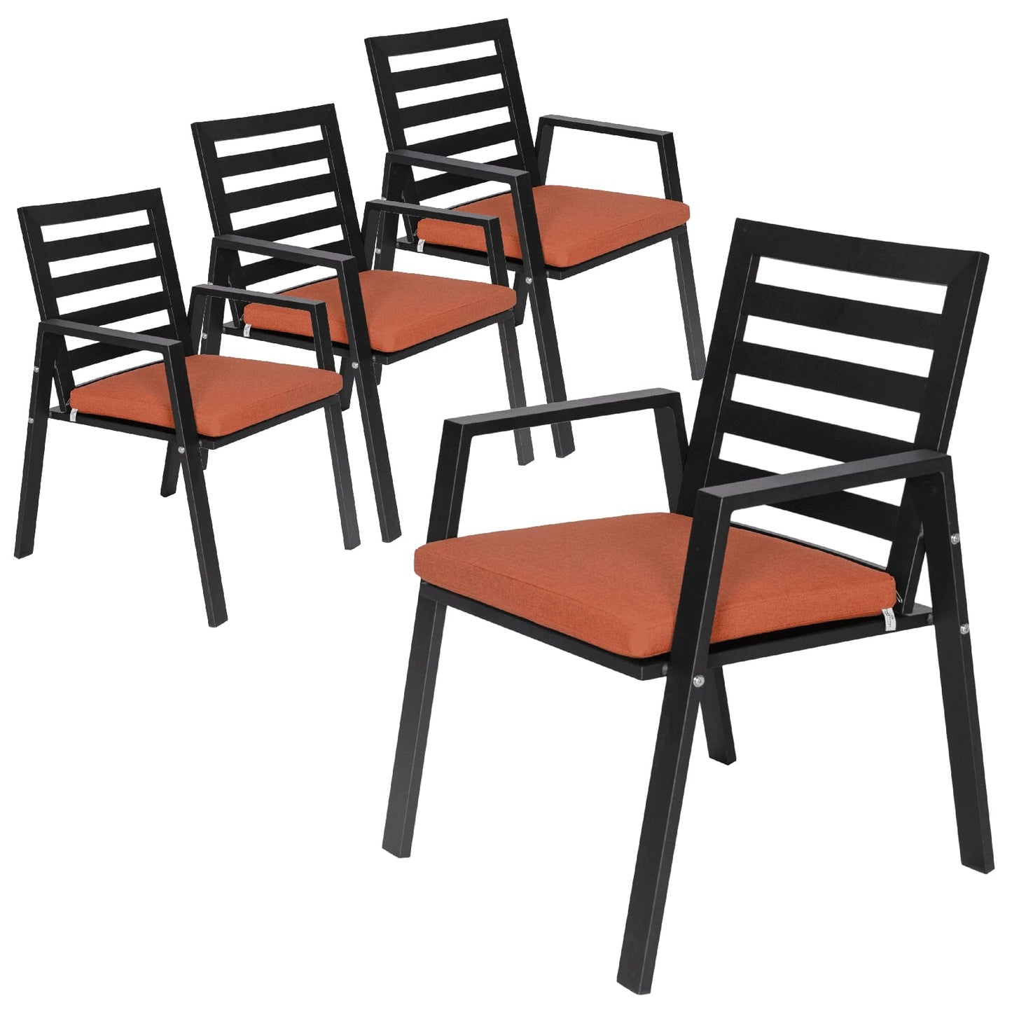 Chelsea Modern Aluminum Patio Dining Armchair with Removable Cushions Set of 4