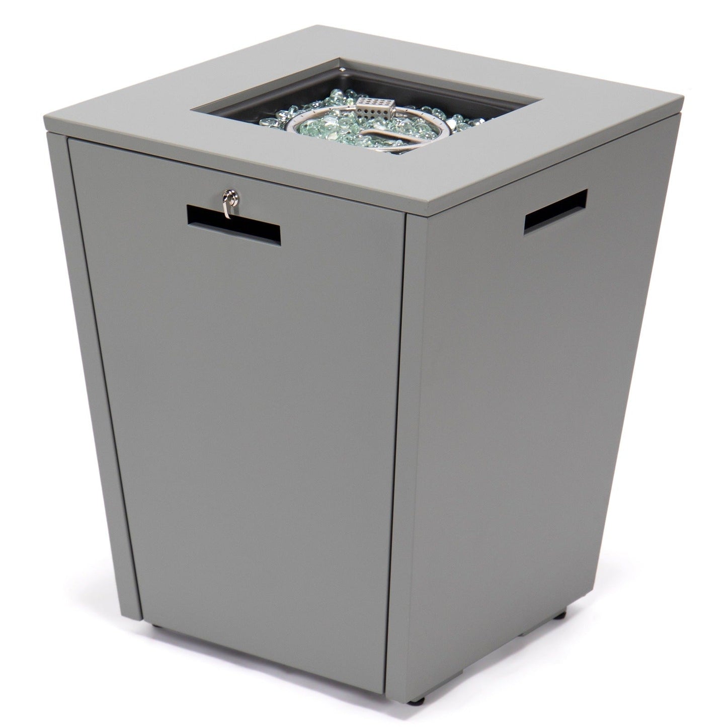 Chelsea Steel Fire Pit Table with Tempered Glass Wind Guard and Lid