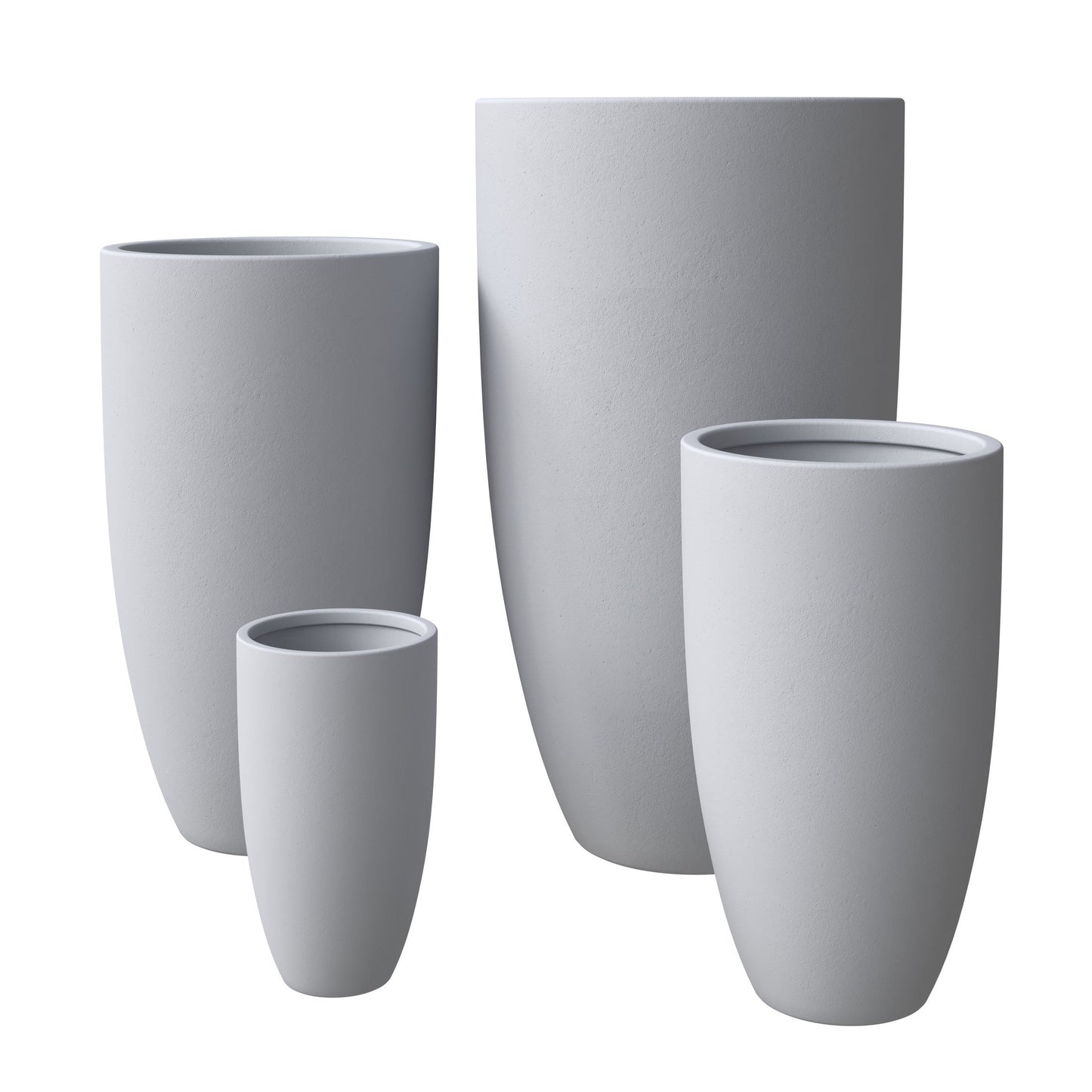 Crete Modern 4-Piece Tapered Round Planter Pot Set in Fiberstone and Clay Weather Resistant Design
