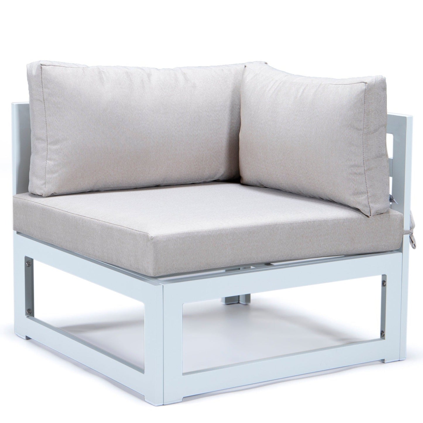 Chelsea 7-Piece Patio Sectional And Coffee Table Set In White Aluminum With Cushions