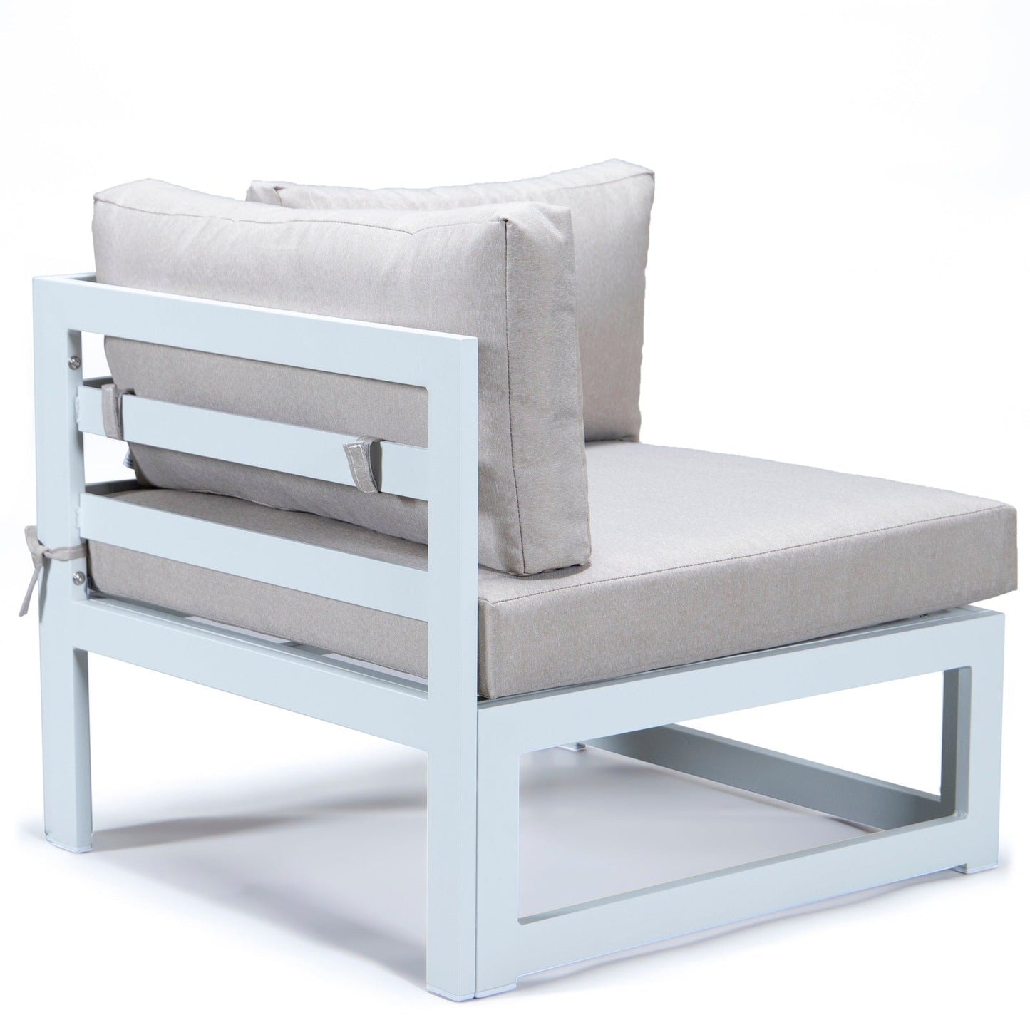 Chelsea 7-Piece Patio Sectional And Coffee Table Set In White Aluminum With Cushions