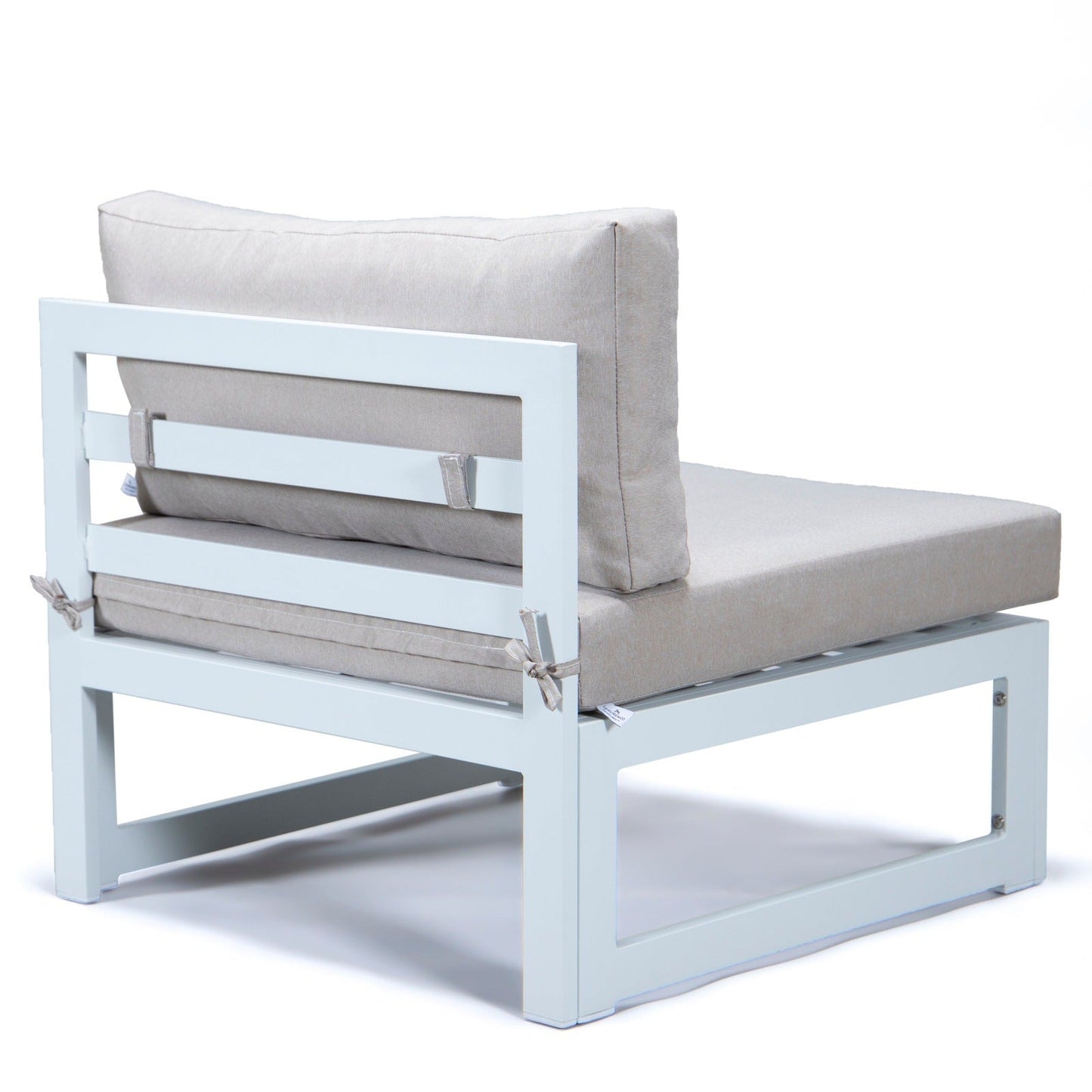 Chelsea 7-Piece Patio Sectional And Coffee Table Set In White Aluminum With Cushions