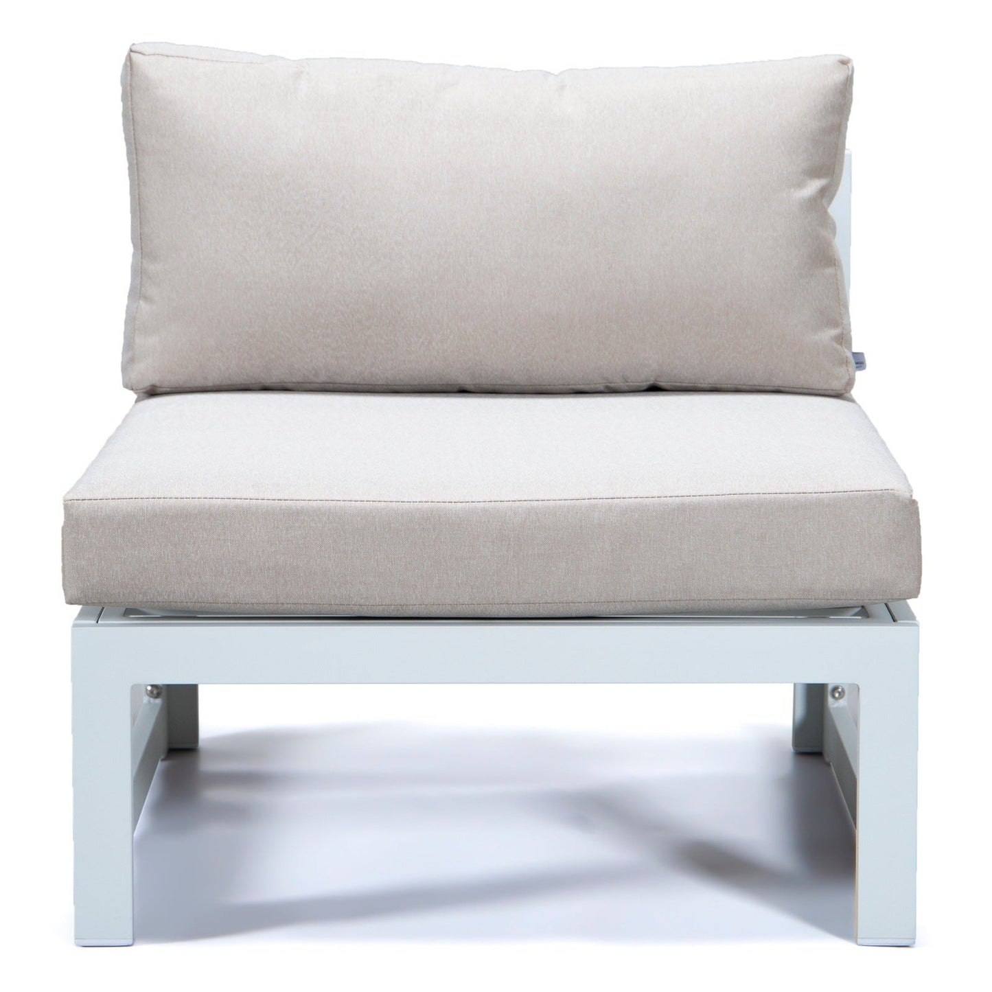 Chelsea 7-Piece Patio Sectional And Coffee Table Set In White Aluminum With Cushions