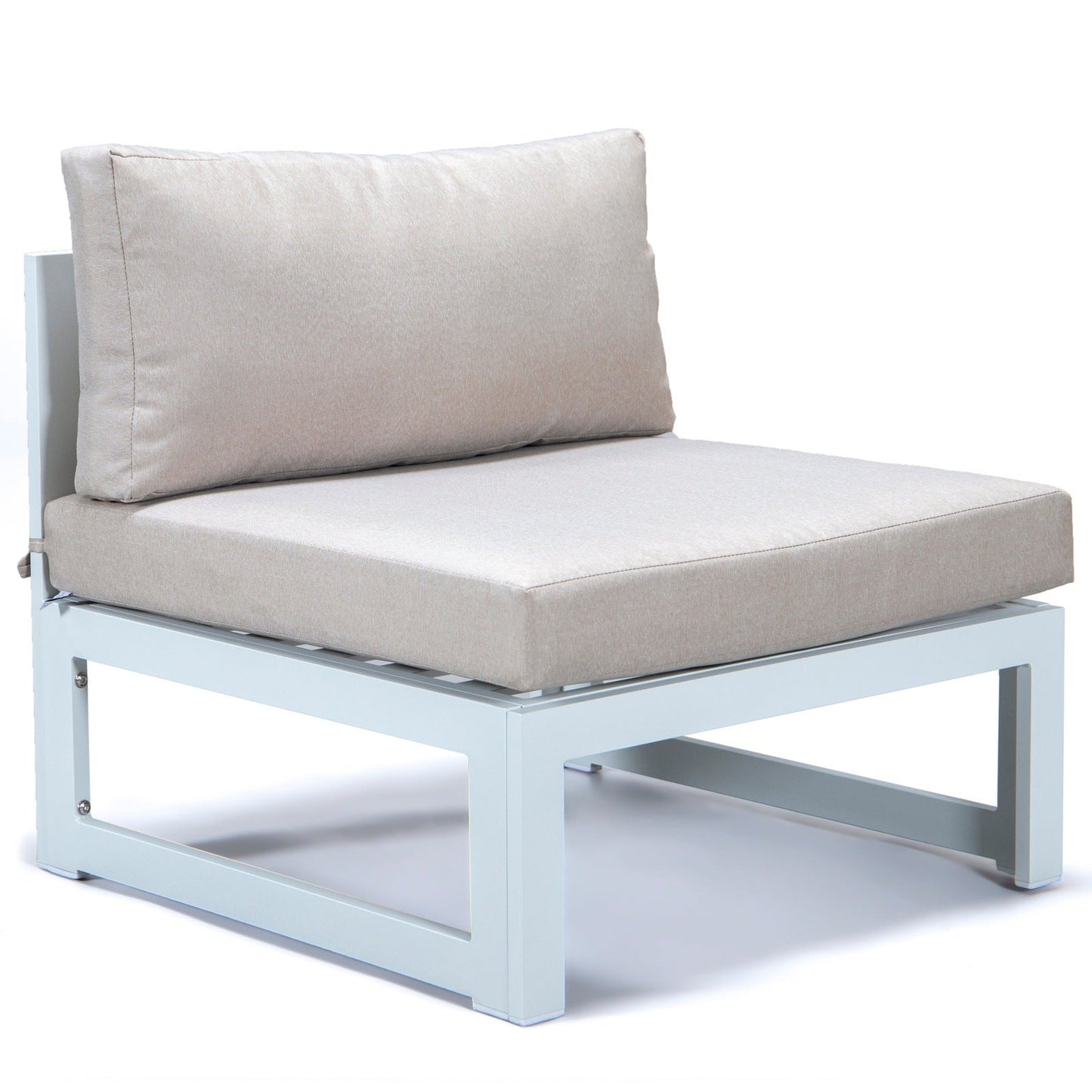 Chelsea 7-Piece Patio Sectional And Coffee Table Set In White Aluminum With Cushions