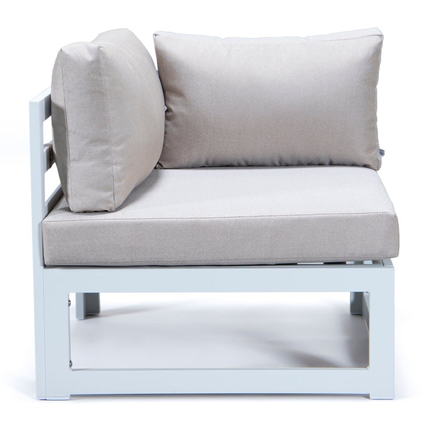 Chelsea 7-Piece Patio Sectional And Coffee Table Set In White Aluminum With Cushions