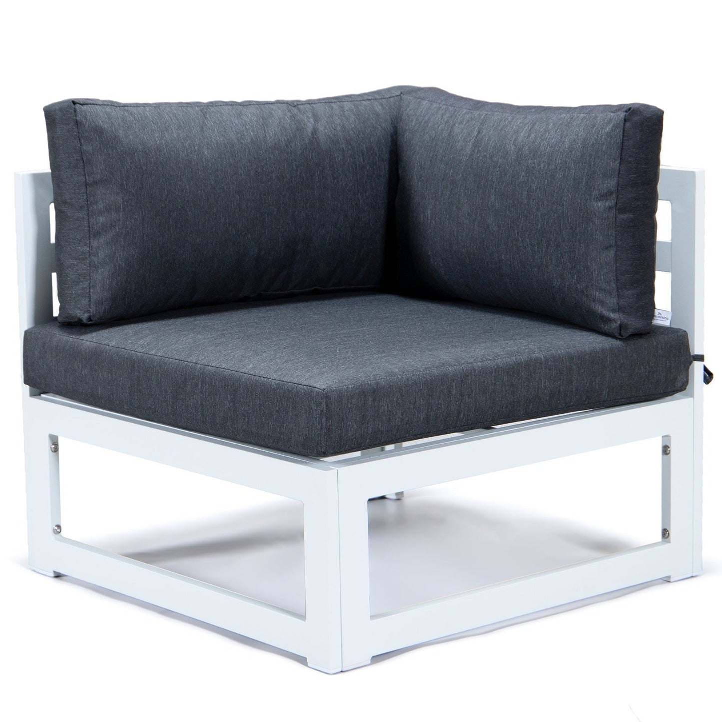 Chelsea 7-Piece Patio Sectional And Coffee Table Set In White Aluminum With Cushions