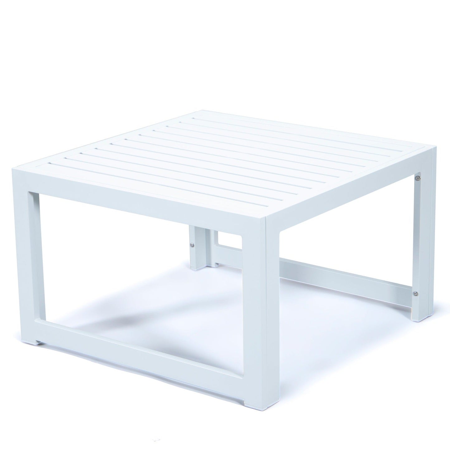 Chelsea 7-Piece Patio Sectional And Coffee Table Set In White Aluminum With Cushions
