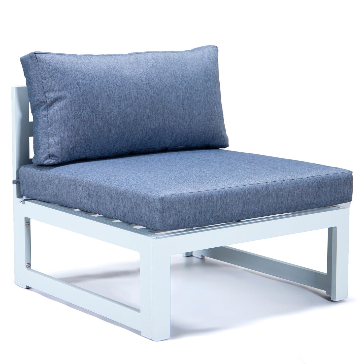 Chelsea 7-Piece Patio Sectional And Coffee Table Set In White Aluminum With Cushions