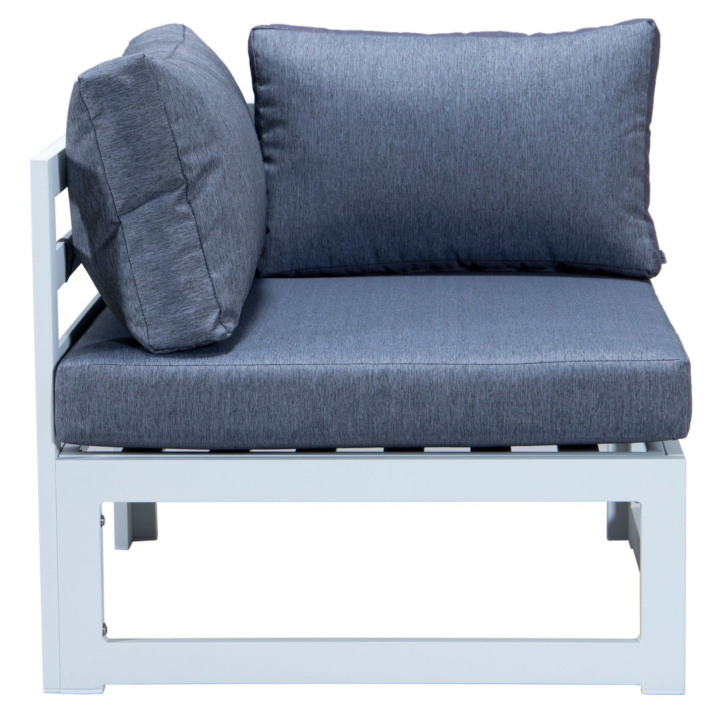 Chelsea 7-Piece Patio Sectional And Coffee Table Set In White Aluminum With Cushions