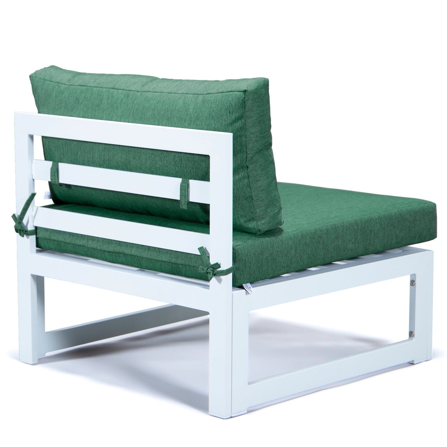 Chelsea 7-Piece Patio Sectional And Coffee Table Set In White Aluminum With Cushions