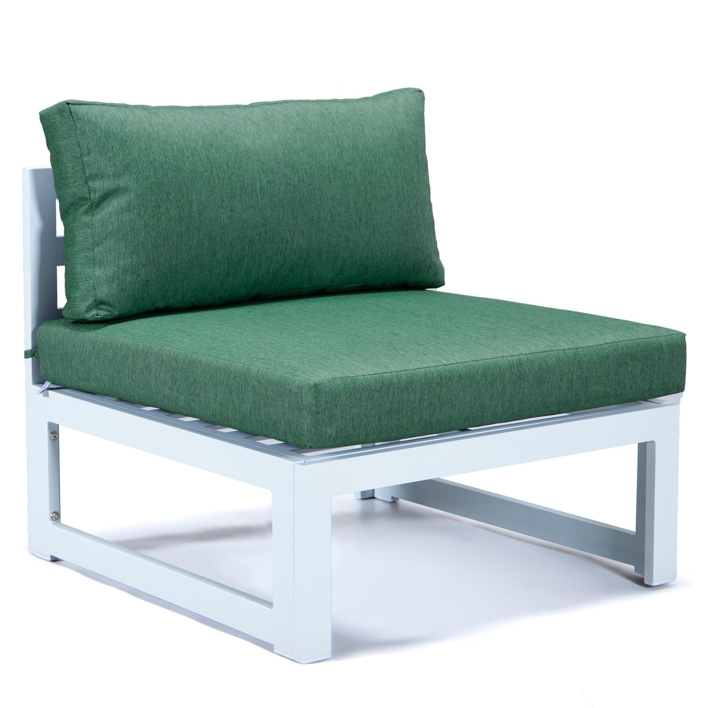 Chelsea 7-Piece Patio Sectional And Coffee Table Set In White Aluminum With Cushions
