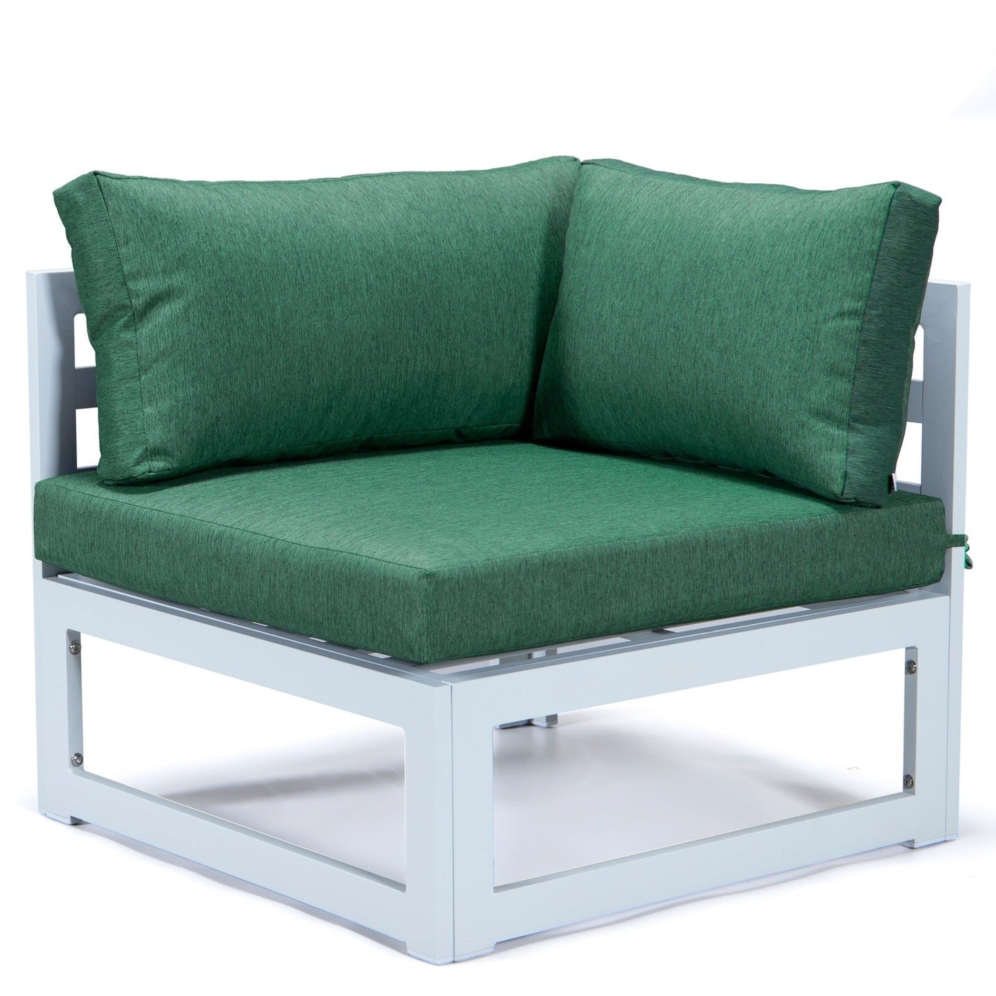 Chelsea 7-Piece Patio Sectional And Coffee Table Set In White Aluminum With Cushions