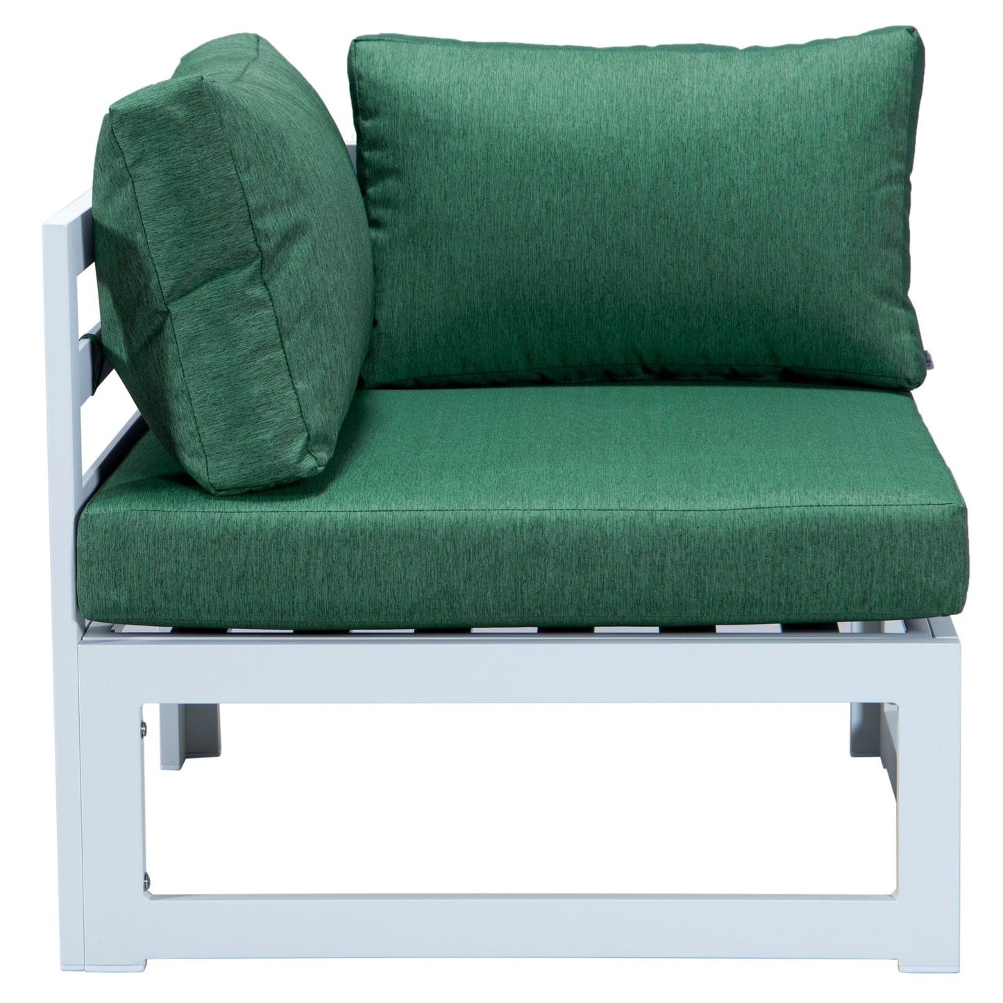 Chelsea 7-Piece Patio Sectional And Coffee Table Set In White Aluminum With Cushions