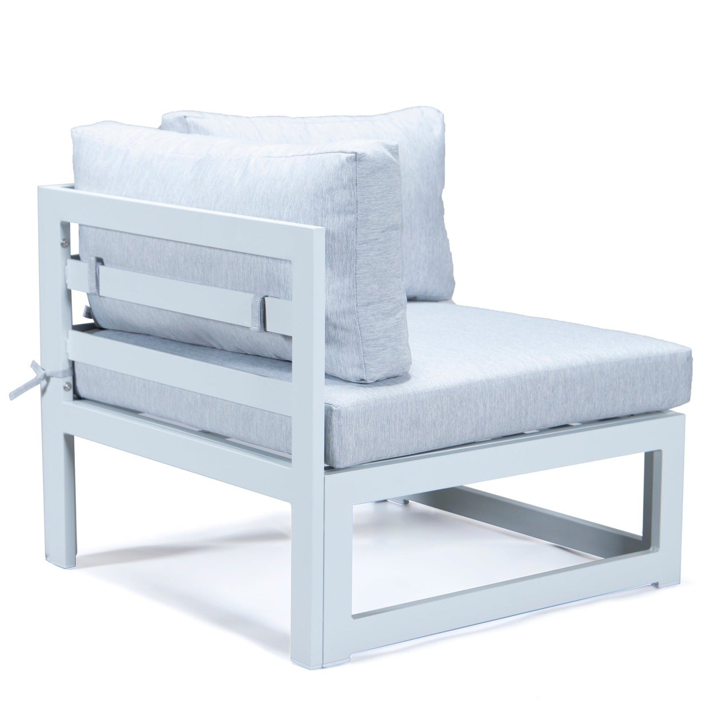 Chelsea 7-Piece Patio Sectional And Coffee Table Set In White Aluminum With Cushions