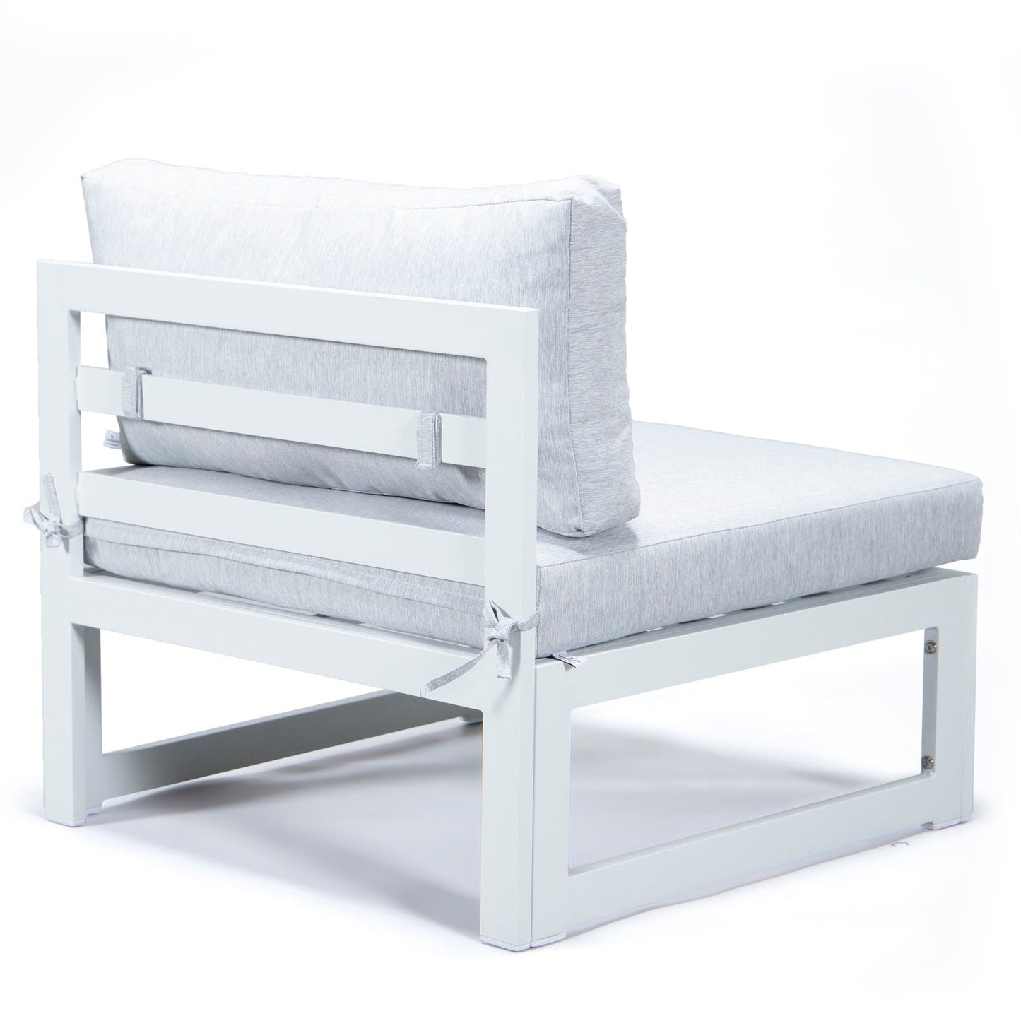 Chelsea 7-Piece Patio Sectional And Coffee Table Set In White Aluminum With Cushions