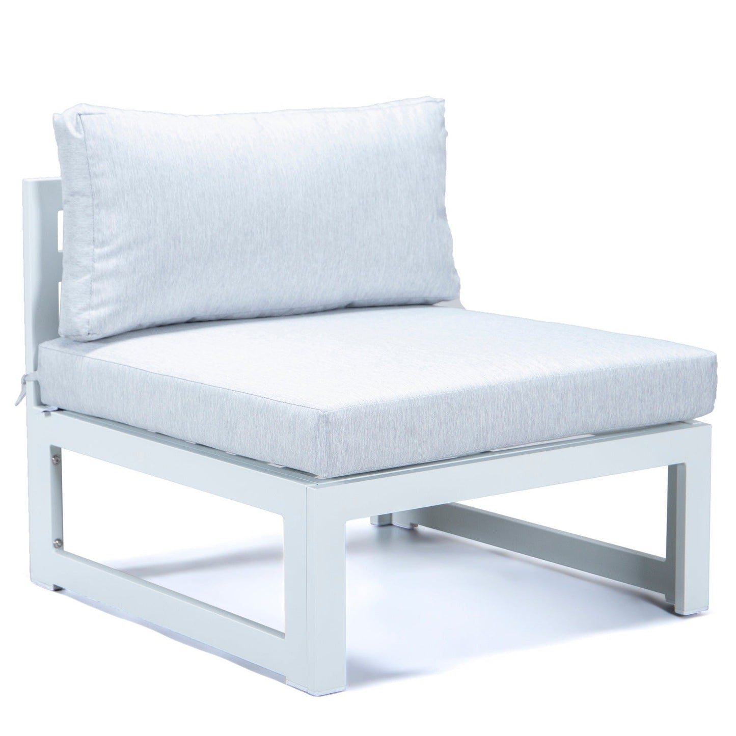 Chelsea 7-Piece Patio Sectional And Coffee Table Set In White Aluminum With Cushions