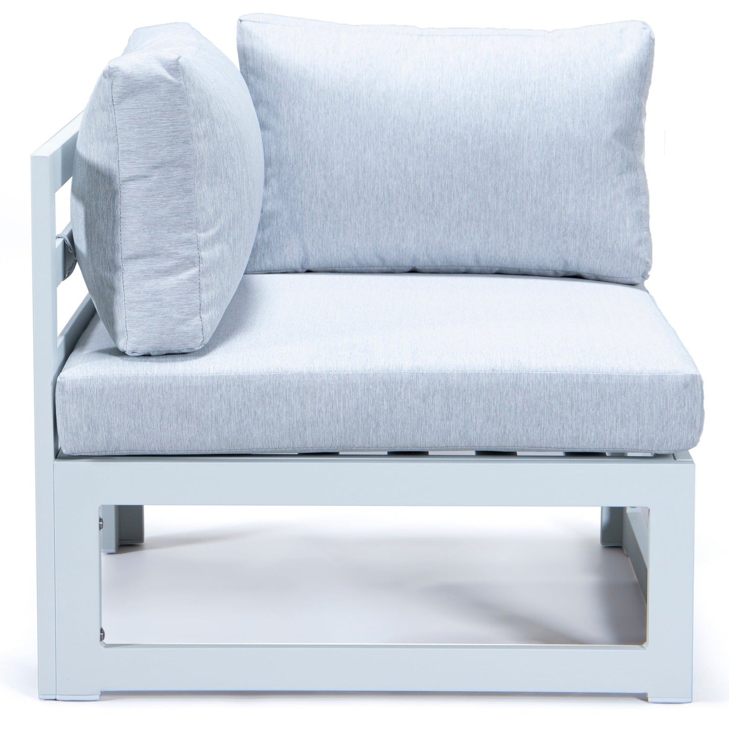 Chelsea 7-Piece Patio Sectional And Coffee Table Set In White Aluminum With Cushions