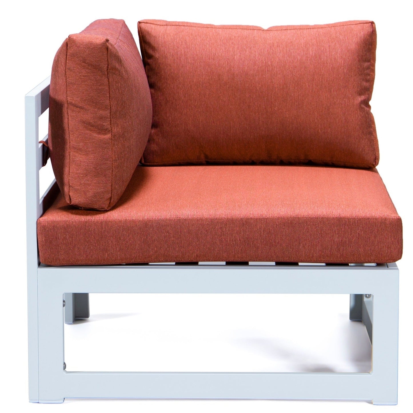 Chelsea 7-Piece Patio Sectional And Coffee Table Set In White Aluminum With Cushions