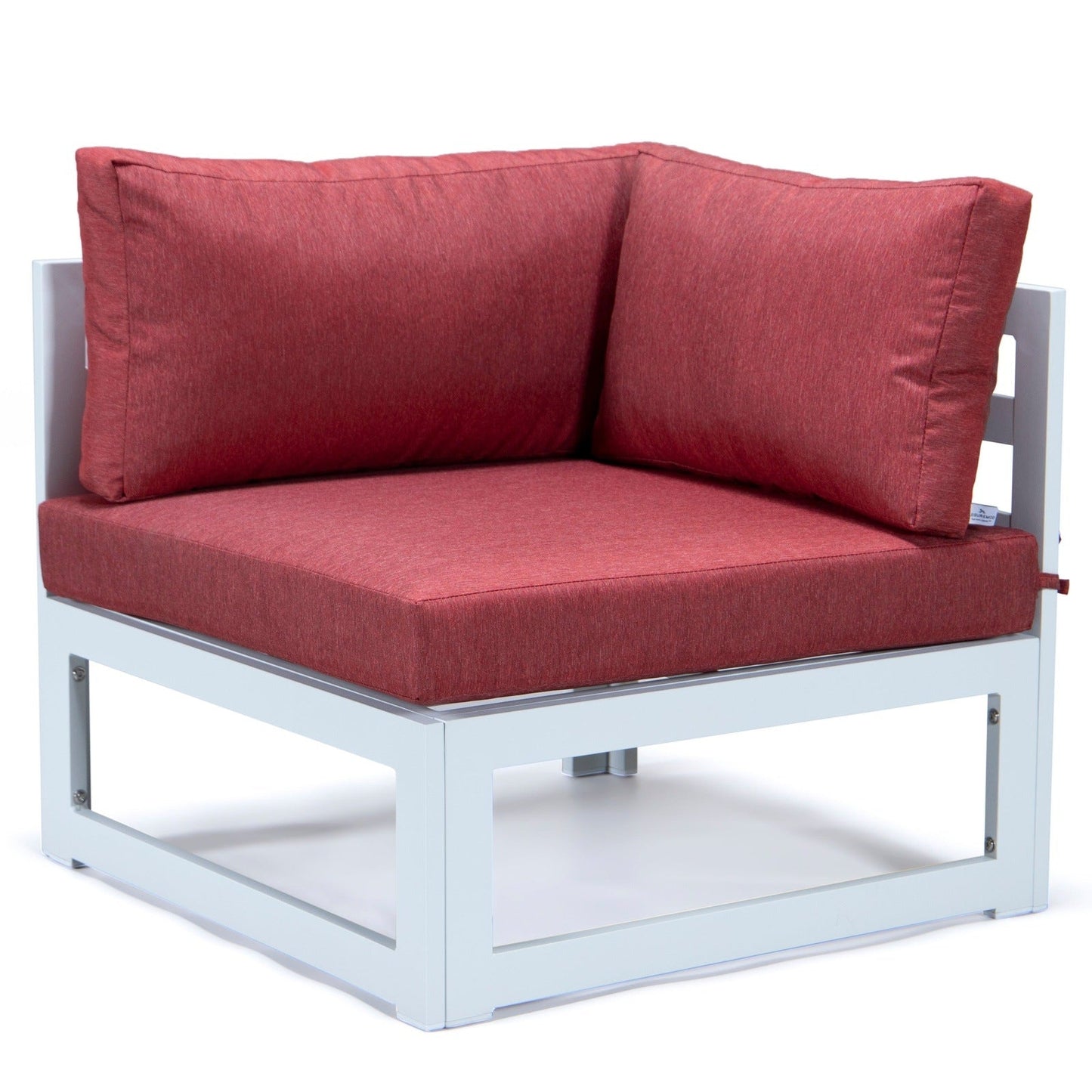 Chelsea 7-Piece Patio Sectional And Coffee Table Set In White Aluminum With Cushions
