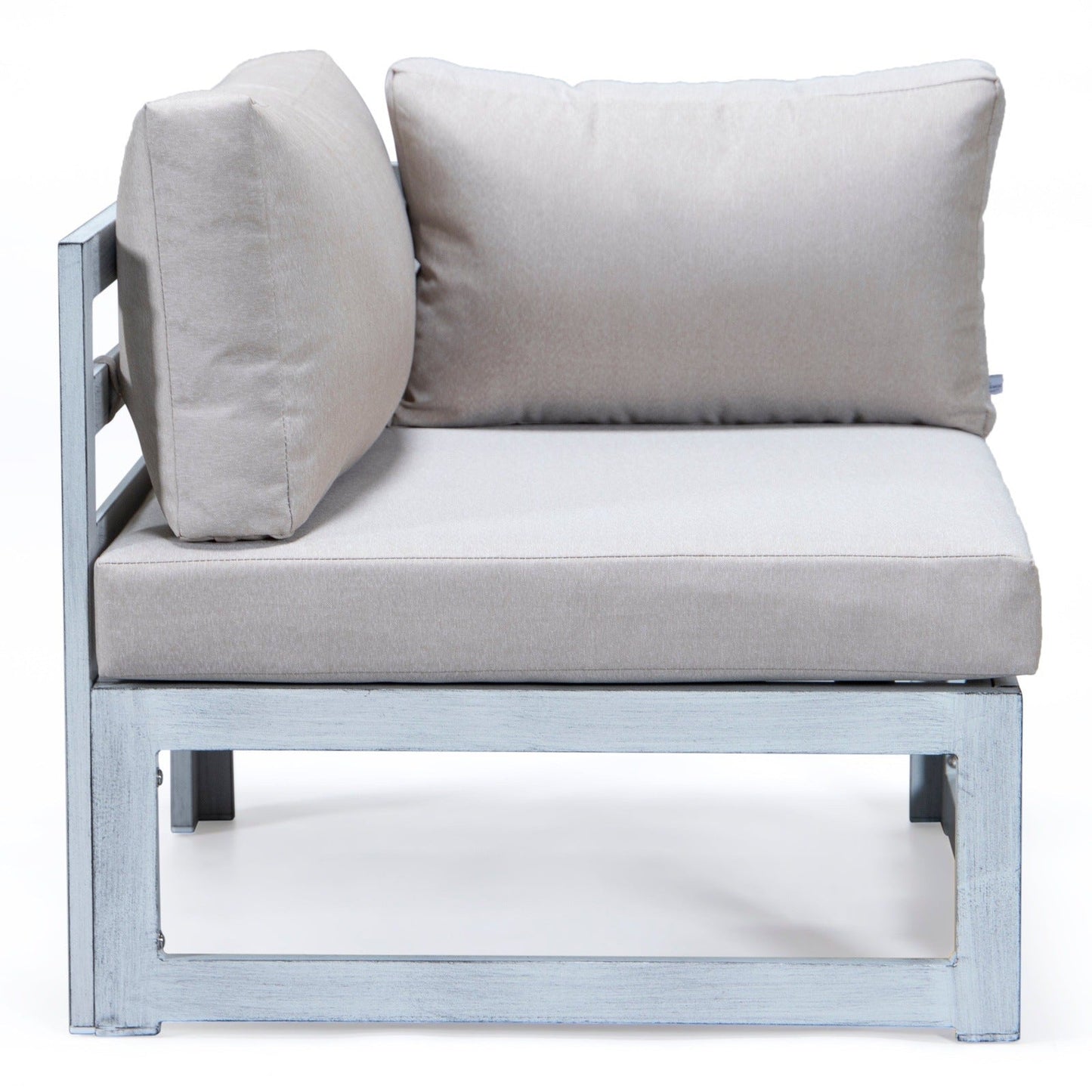 Chelsea 7-Piece Patio Sectional And Coffee Table Set In Weathered Grey Aluminum With Cushions