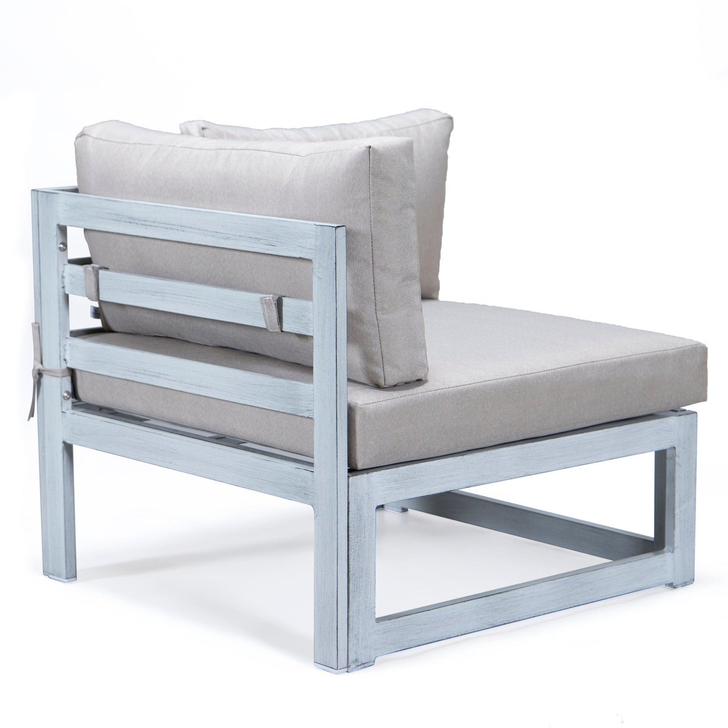 Chelsea 7-Piece Patio Sectional And Coffee Table Set In Weathered Grey Aluminum With Cushions