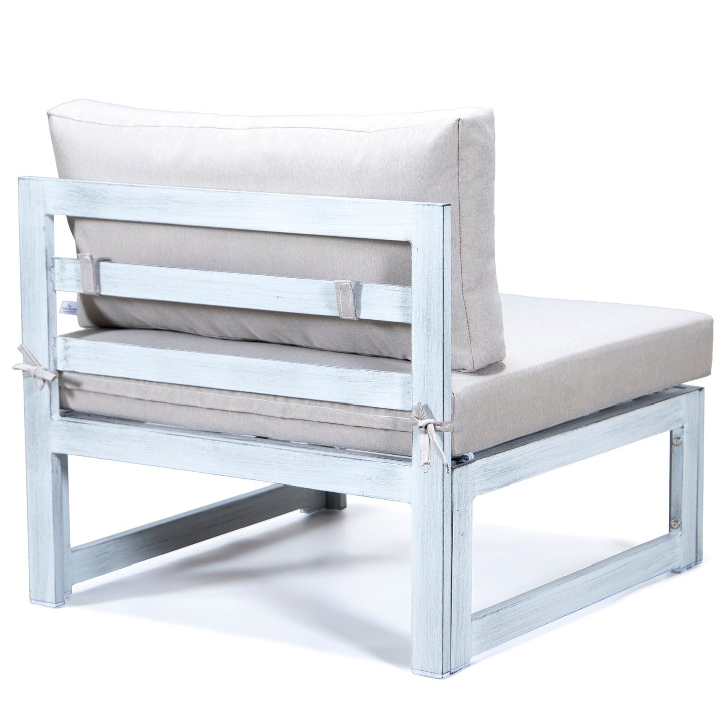 Chelsea 7-Piece Patio Sectional And Coffee Table Set In Weathered Grey Aluminum With Cushions